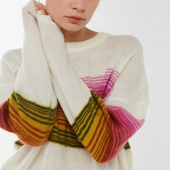 New UO Striped Brushed Sweater - Picture 1 of 5